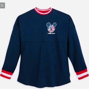 Disney Americana Spirit Jersey Red & White Trim Patriotic Mouse Graphic